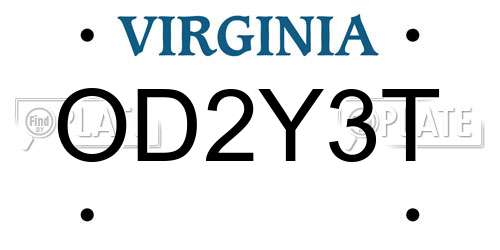 OD2Y3T Virginia License Plate