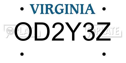 OD2Y3Z Virginia License Plate