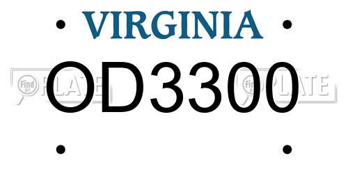 OD3300 Virginia License Plate