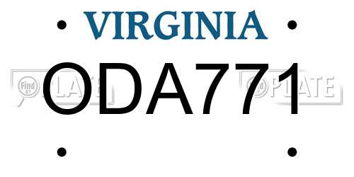 ODA771 Virginia License Plate