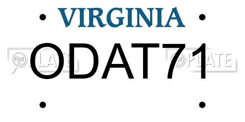 ODAT71 Virginia License Plate