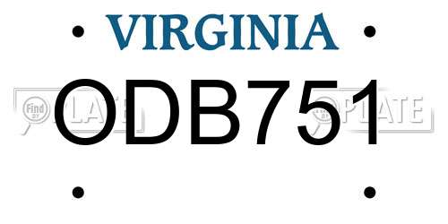 ODB751 Virginia License Plate