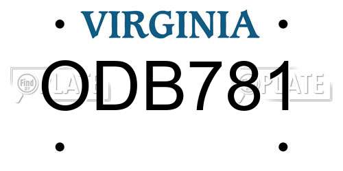 ODB781 Virginia License Plate