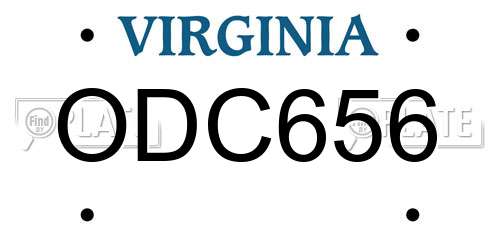 ODC656 Virginia License Plate