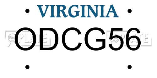 ODCG56 Virginia License Plate