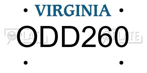 ODD260 Virginia License Plate