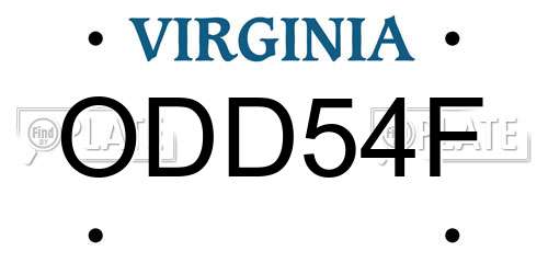 ODD54F Virginia License Plate