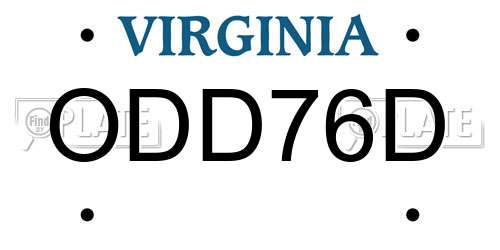 ODD76D Virginia License Plate