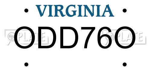 ODD76O Virginia License Plate