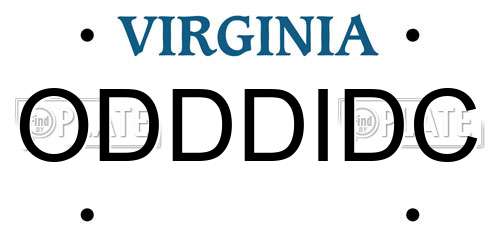 ODDDIDC Virginia License Plate