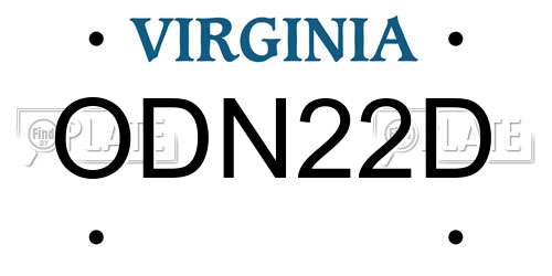 ODN22D Virginia License Plate