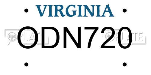 ODN720 Virginia License Plate