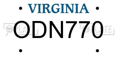 ODN770 Virginia License Plate