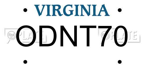 ODNT70 Virginia License Plate