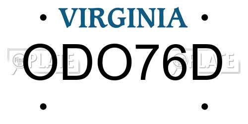ODO76D Virginia License Plate