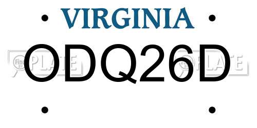 ODQ26D Virginia License Plate