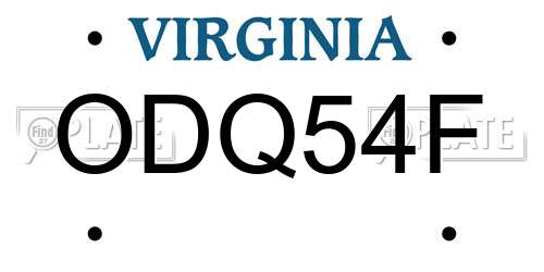 ODQ54F Virginia License Plate