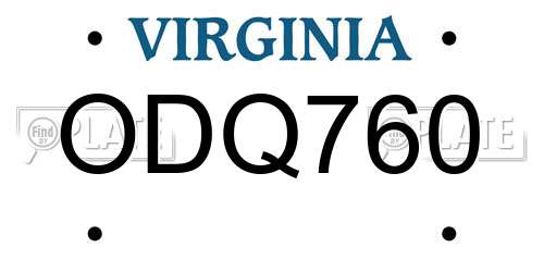 ODQ760 Virginia License Plate