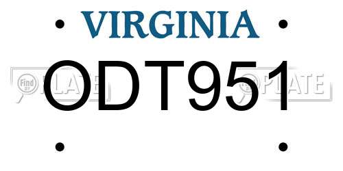ODT951 Virginia License Plate