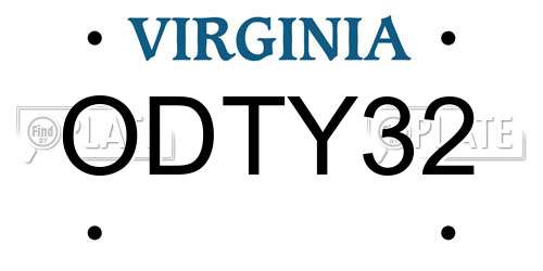 ODTY32 Virginia License Plate