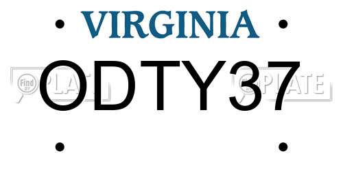 ODTY37 Virginia License Plate