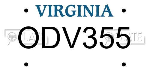 ODV355 Virginia License Plate