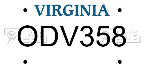 ODV358 Virginia License Plate