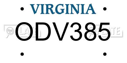 ODV385 Virginia License Plate