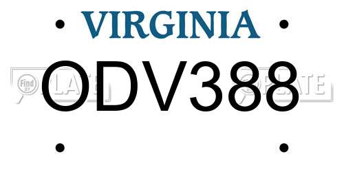 ODV388 Virginia License Plate