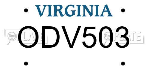 ODV503 Virginia License Plate