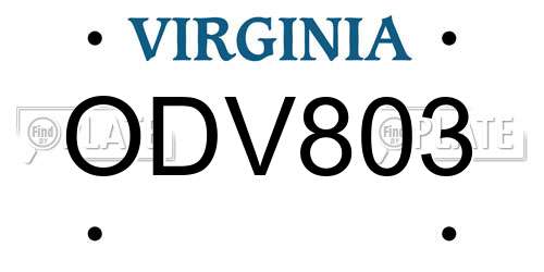 ODV803 Virginia License Plate