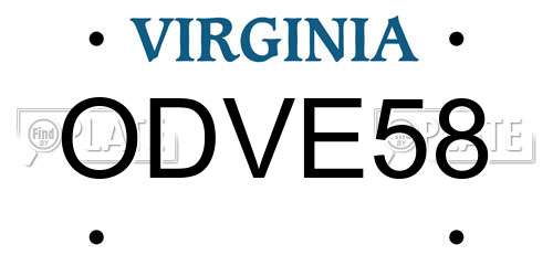 ODVE58 Virginia License Plate