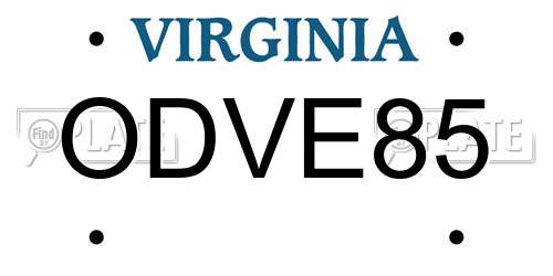 ODVE85 Virginia License Plate