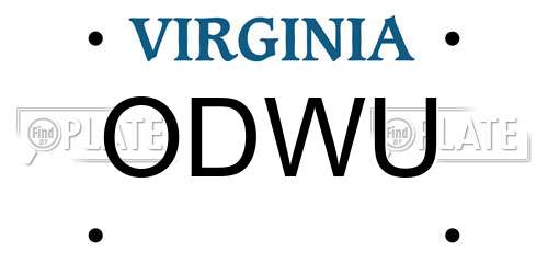 ODWU Virginia License Plate