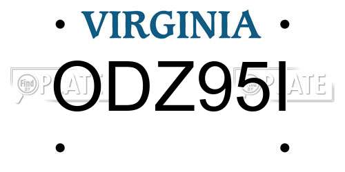ODZ95I Virginia License Plate
