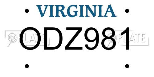 ODZ981 Virginia License Plate
