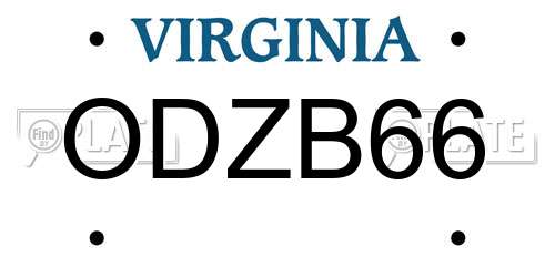 ODZB66 Virginia License Plate