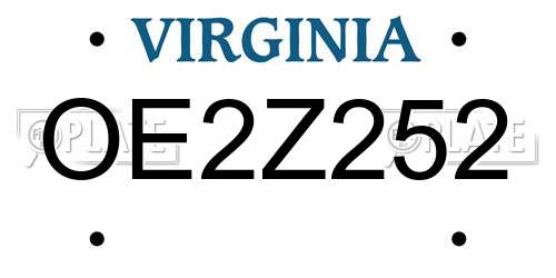OE2Z252 Virginia License Plate