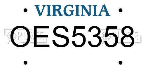 OES5358 Virginia License Plate