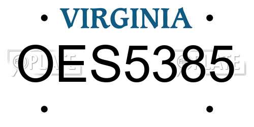 OES5385 Virginia License Plate