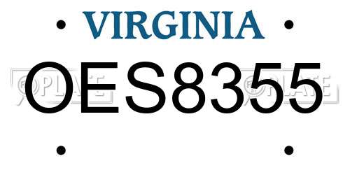OES8355 Virginia License Plate