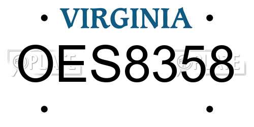 OES8358 Virginia License Plate