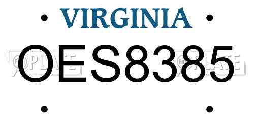 OES8385 Virginia License Plate