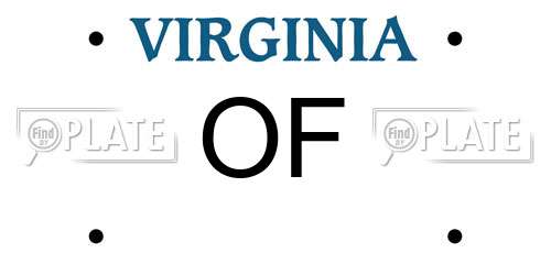 OF Virginia License Plate