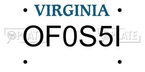 OF0S5I Virginia License Plate