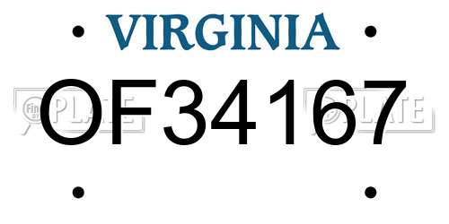 OF34167 Virginia License Plate
