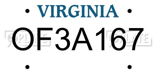 OF3A167 Virginia License Plate