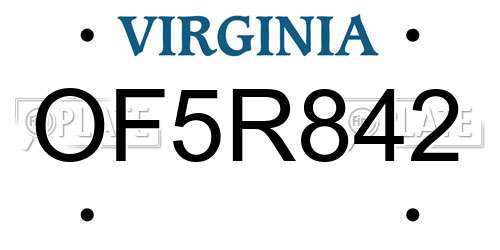 OF5R842 Virginia License Plate