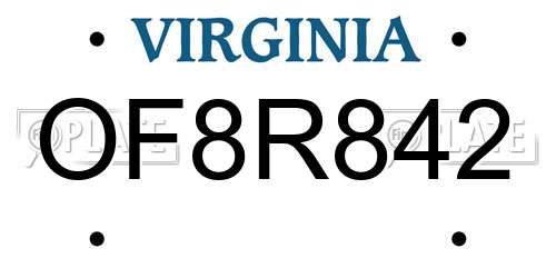 OF8R842 Virginia License Plate