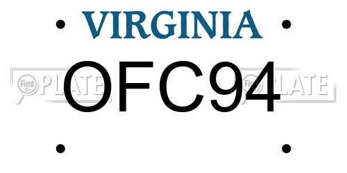 OFC94 Virginia License Plate